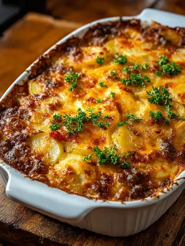 How to Make Hamburger Potato Casserole Making a hearty hamburger potato casserole is easier than you think—and the result is always warm, cheesy, and satisfying. Follow these simple steps to bring this comforting dish to life. Step 1 – Cook the Beef Mixture Start your hamburger potato casserole by heating a large skillet over medium heat. Add a drizzle of oil, then brown the ground beef, breaking it up with a spoon as it cooks. Once the beef is no longer pink, stir in chopped onions and minced garlic. Sauté until the onions are soft and the beef is fully cooked. Drain off any excess grease, then season with salt and pepper. Set the mixture aside—it’s the flavorful base of your hamburger potato casserole. Step 2 – Prep the Potatoes Next, peel and thinly slice your potatoes into even 1/8-inch rounds. Lightly grease a 9x13-inch baking dish to prevent sticking. Arrange half of the sliced potatoes across the bottom of the dish, spreading them out evenly to create the first layer of your hamburger potato casserole. Step 3 – Build the Layers Spoon half of the beef and onion mixture over the potato layer. In a separate bowl, mix cream of mushroom soup with milk until smooth and creamy. Pour half of this mixture over the beef and potatoes, then top with half of the shredded cheddar cheese. Repeat the layers—potatoes, beef, soup mixture, and cheese—to complete your hamburger potato casserole. Step 4 – Bake to Perfection Cover the baking dish tightly with foil and place it in a preheated 375°F oven. Bake for about 60 minutes, then remove the foil and bake for an additional 15 to 20 minutes, or until the potatoes are tender and the top is golden and bubbly. Let your hamburger potato casserole rest for at least 10 minutes before serving. This helps everything set and makes slicing easier. Whether you're feeding a hungry family or prepping meals for the week, this hamburger potato casserole is a comforting classic you’ll want to make again and again.
